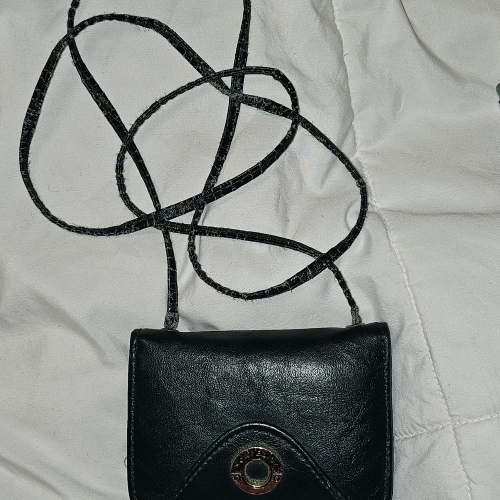 Capezio Black Leather Crossbody with Braided Strap and Round Metal Detail